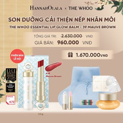  PHIÊN BẢN LỄ HỘI - BỘ SON DƯỠNG CẢI THIỆN NẾP NHĂN MÔI THE WHOO ESSENTIAL LIP GLOW BALM - 39 MAUVE BROWN - A133 