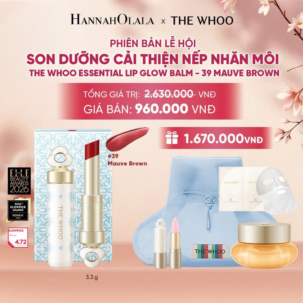  PHIÊN BẢN LỄ HỘI - BỘ SON DƯỠNG CẢI THIỆN NẾP NHĂN MÔI THE WHOO ESSENTIAL LIP GLOW BALM - 39 MAUVE BROWN - A189 