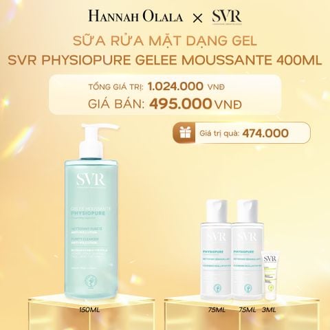  K8_DEAL 08: SỮA RỬA MẶT DẠNG GEL CHO DA NHẠY CẢM SVR PHYSIOPURE GELEE MOUSSANTE 400ML 
