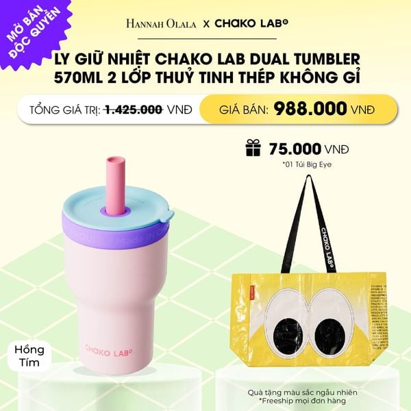  LY GIỮ NHIỆT 2 LỚP (THUỶ TINH/THÉP KHÔNG GỈ) CHAKO LAB DUAL TUMBLER 570ML _ DEAL 13 