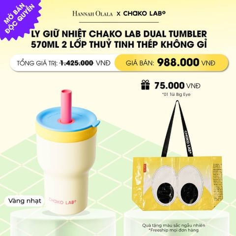  LY GIỮ NHIỆT 2 LỚP (THUỶ TINH/THÉP KHÔNG GỈ) CHAKO LAB DUAL TUMBLER 570ML _ DEAL 13 