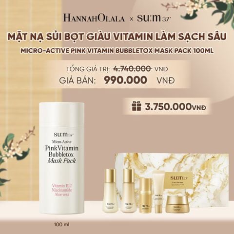  MẶT NẠ SỦI BỌT GIÀU VITAMIN LÀM SẠCH SÂU SU:M37 MICRO-ACTIVE PINK VITAMIN BUBBLETOX MASK PACK 100ML - A69 