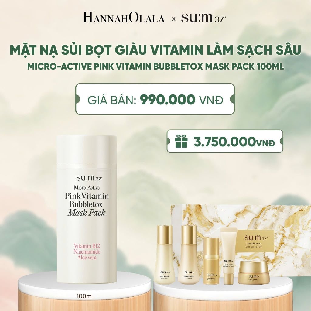  MẶT NẠ SỦI BỌT GIÀU VITAMIN LÀM SẠCH SÂU SU:M37 MICRO-ACTIVE PINK VITAMIN BUBBLETOX MASK PACK 100ML - A1064 