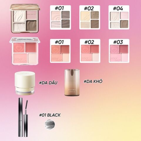  BẢNG TẠO KHỐI BẮT SÁNG 4 Ô + BẢNG MÁ HỒNG 4 Ô + KEM LÓT + CHUỐT MI ĐẦU SẮT_A1384 