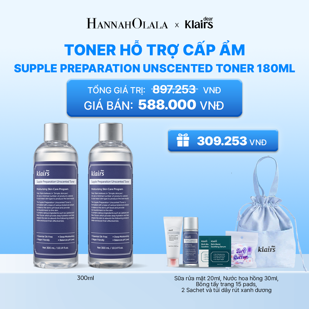  COMBO 2 PCS DEAR KLAIRS NƯỚC HOA HỒNG TONER 180ML /300ML_K170 