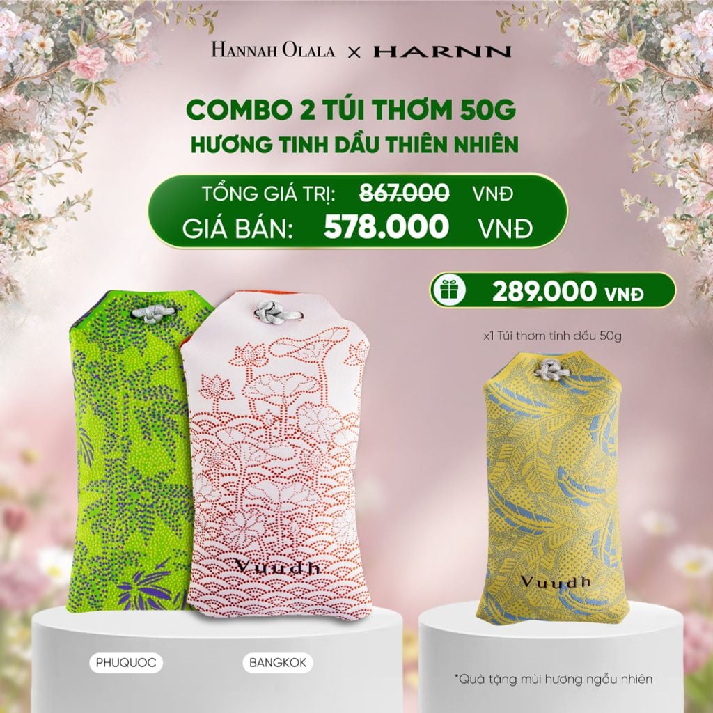 DEAL 9: COMBO 2 TÚI THƠM HARNN HƯƠNG TINH DẦU THIÊN NHIÊN 50G 