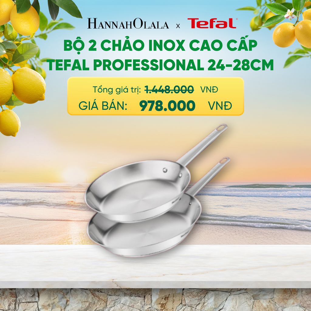  BỘ 2 CHẢO INOX CAO CẤP TEFAL PROFESSIONAL 24-28CM 