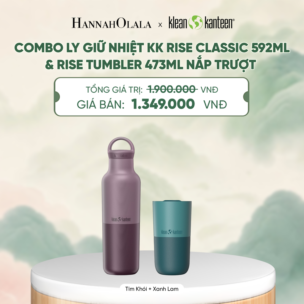  COMBO LY GIỮ NHIỆT KLEAN KANTEEN RISE CLASSIC 592ML & RISE TUMBLER 473ML NẮP TRƯỢT CHẤT LIỆU INOX 18/8 - A4028 