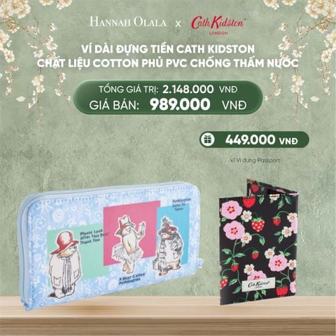  DEAL 9: VÍ DÀI ĐỰNG TIỀN CATH KIDSTON CHẤT LIỆU COTTON PHỦ PVC CHỐNG THẤM NƯỚC 