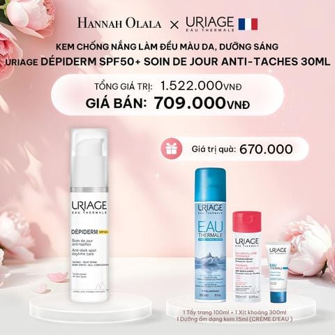  E32: DEAL 7: KEM CHỐNG NẮNG, LÀM ĐỀU MÀU DA, DƯỠNG SÁNG URIAGE DÉPIDERM SPF50+ SOIN DE JOUR ANTI-TACHES 30ml 