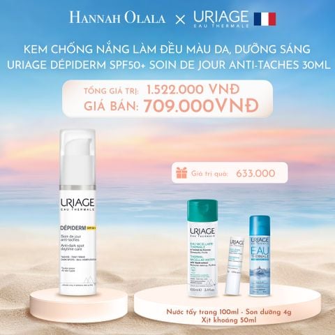  C159_DEAL 6: KEM CHỐNG NẮNG LÀM ĐỀU MÀU DA, DƯỠNG SÁNG URIAGE DÉPIDERM SPF50+ SOIN DE JOUR ANTI-TACHES 30ML 
