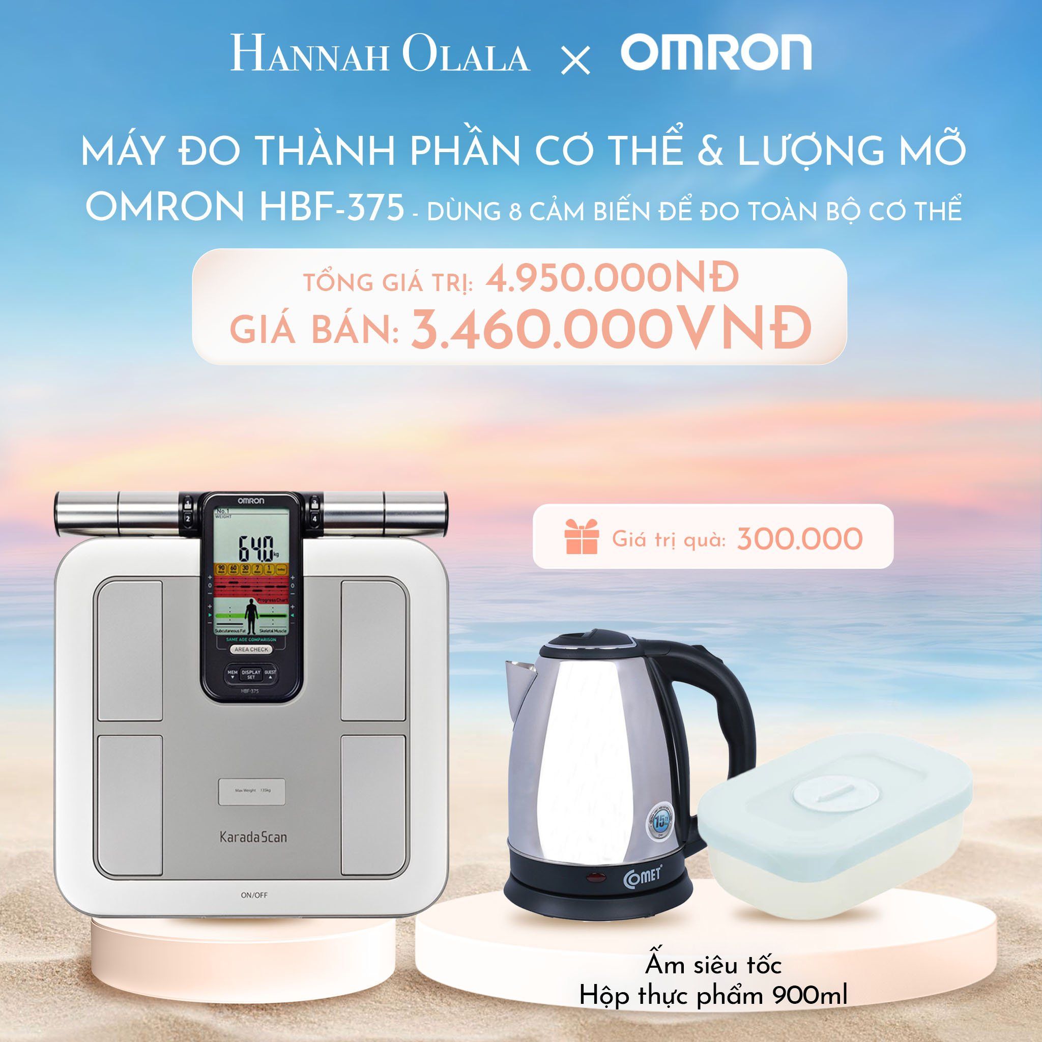  C272_DEAL 4 :MÁY ĐO THÀNH PHẦN CƠ THỂ & LƯỢNG MỠ OMRON HBF-375 - DÙNG 8 CẢM BIẾN ĐỂ ĐO TOÀN BỘ CƠ THỂ 
