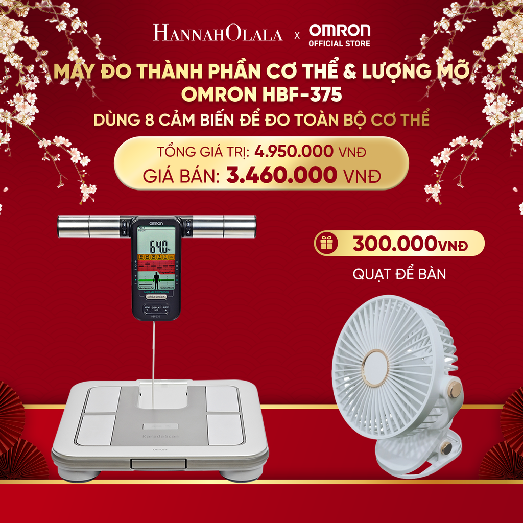  DEAL 1: MÁY ĐO THÀNH PHẦN CƠ THỂ & LƯỢNG MỠ OMRON HBF-375 - DÙNG 8 CẢM BIẾN ĐỂ ĐO TOÀN BỘ CƠ THỂ 