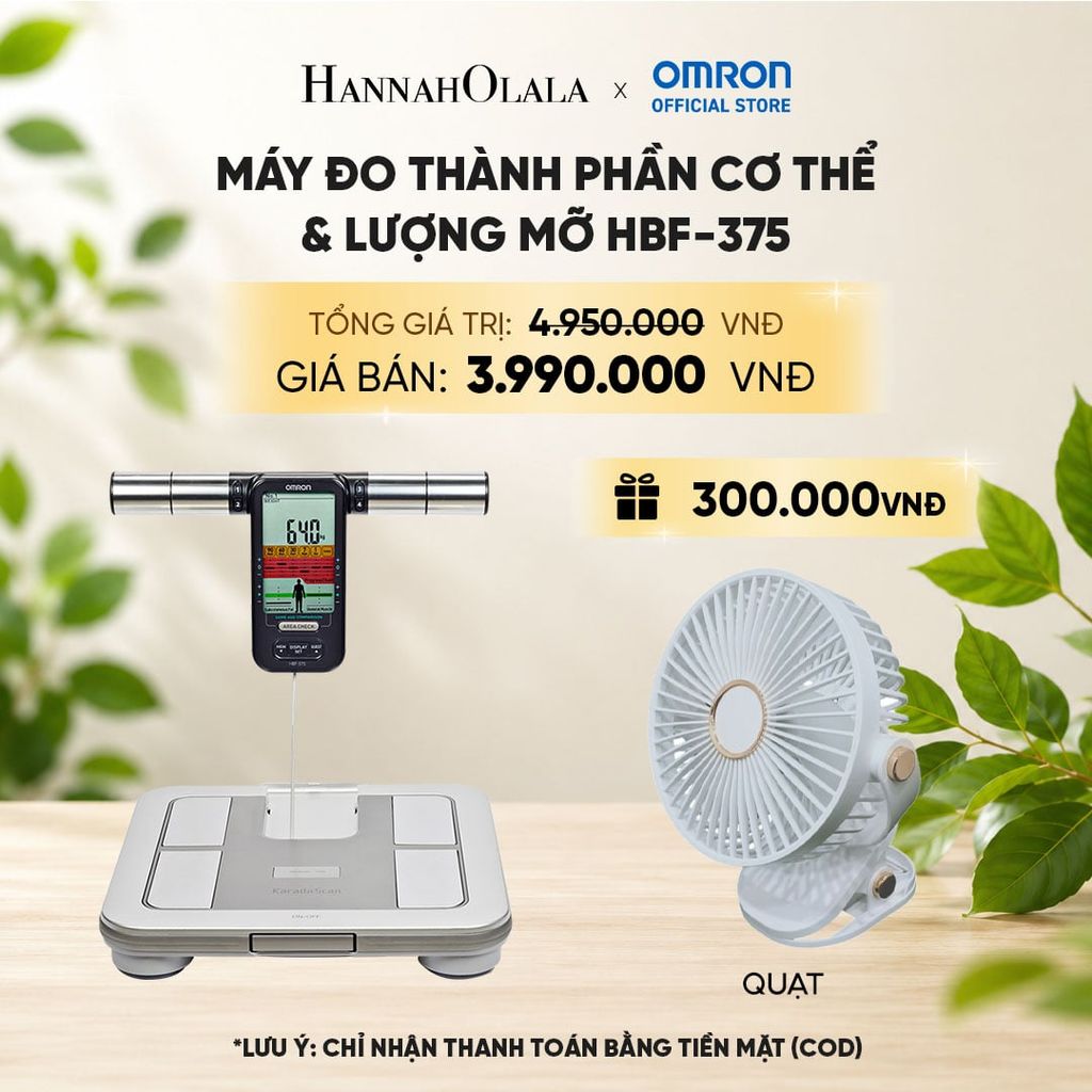  MÁY ĐO THÀNH PHẦN CƠ THỂ & LƯỢNG MỠ OMRON HBF-375 - DÙNG 8 CẢM BIẾN ĐỂ ĐO TOÀN BỘ CƠ THỂ 