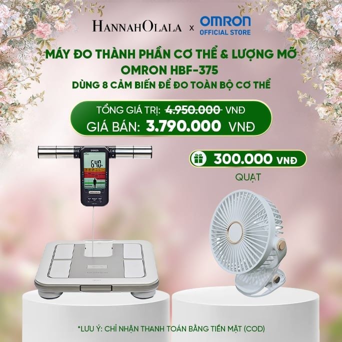  DEAL 1: MÁY ĐO THÀNH PHẦN CƠ THỂ & LƯỢNG MỠ OMRON HBF-375 - DÙNG 8 CẢM BIẾN ĐỂ ĐO TOÀN BỘ CƠ THỂ 