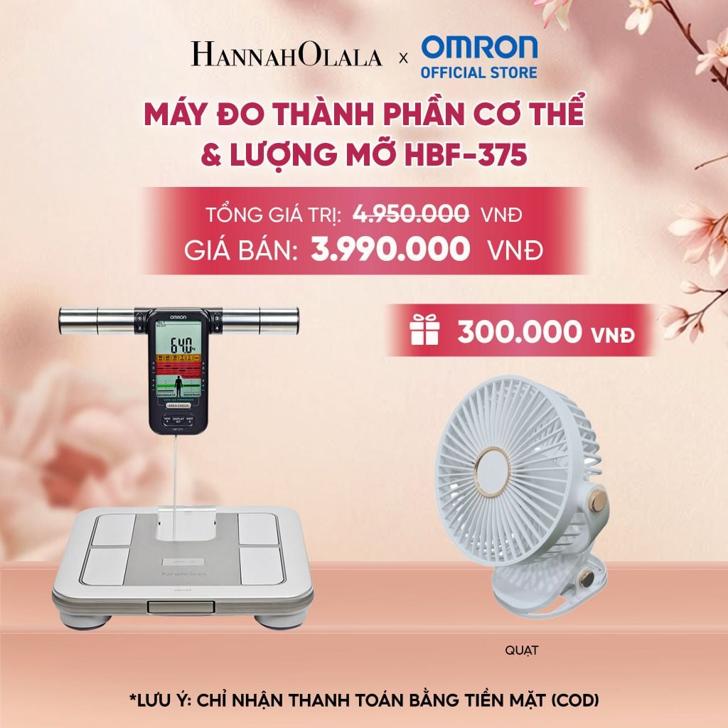  MÁY ĐO THÀNH PHẦN CƠ THỂ & LƯỢNG MỠ OMRON HBF-375 - DÙNG 8 CẢM BIẾN ĐỂ ĐO TOÀN BỘ CƠ THỂ - A1105 