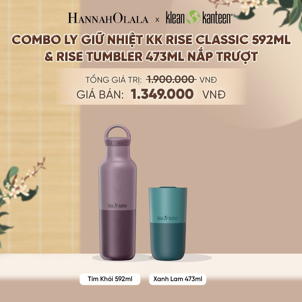  COMBO LY GIỮ NHIỆT KLEAN KANTEEN RISE CLASSIC 592ML & RISE TUMBLER 473ML NẮP TRƯỢT CHẤT LIỆU INOX 18/8 - A723 