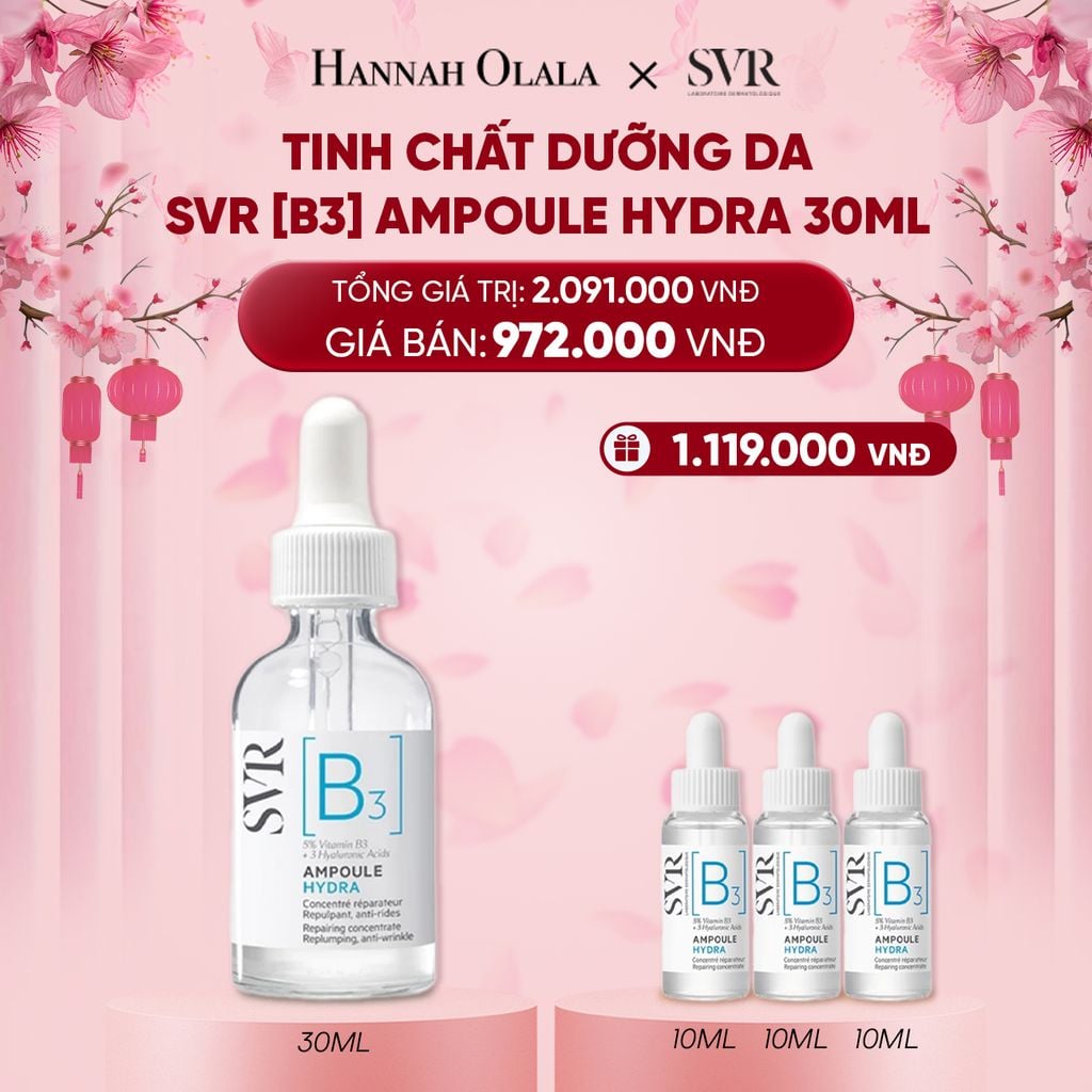  DEAL 09: TINH CHẤT DƯỠNG DA, NGĂN NGỪA NẾP NHĂN, PHỤC HỒI DA VÀ DƯỠNG ẨM CHO DA SVR [B3] AMPOULE HYDRA 30ML 
