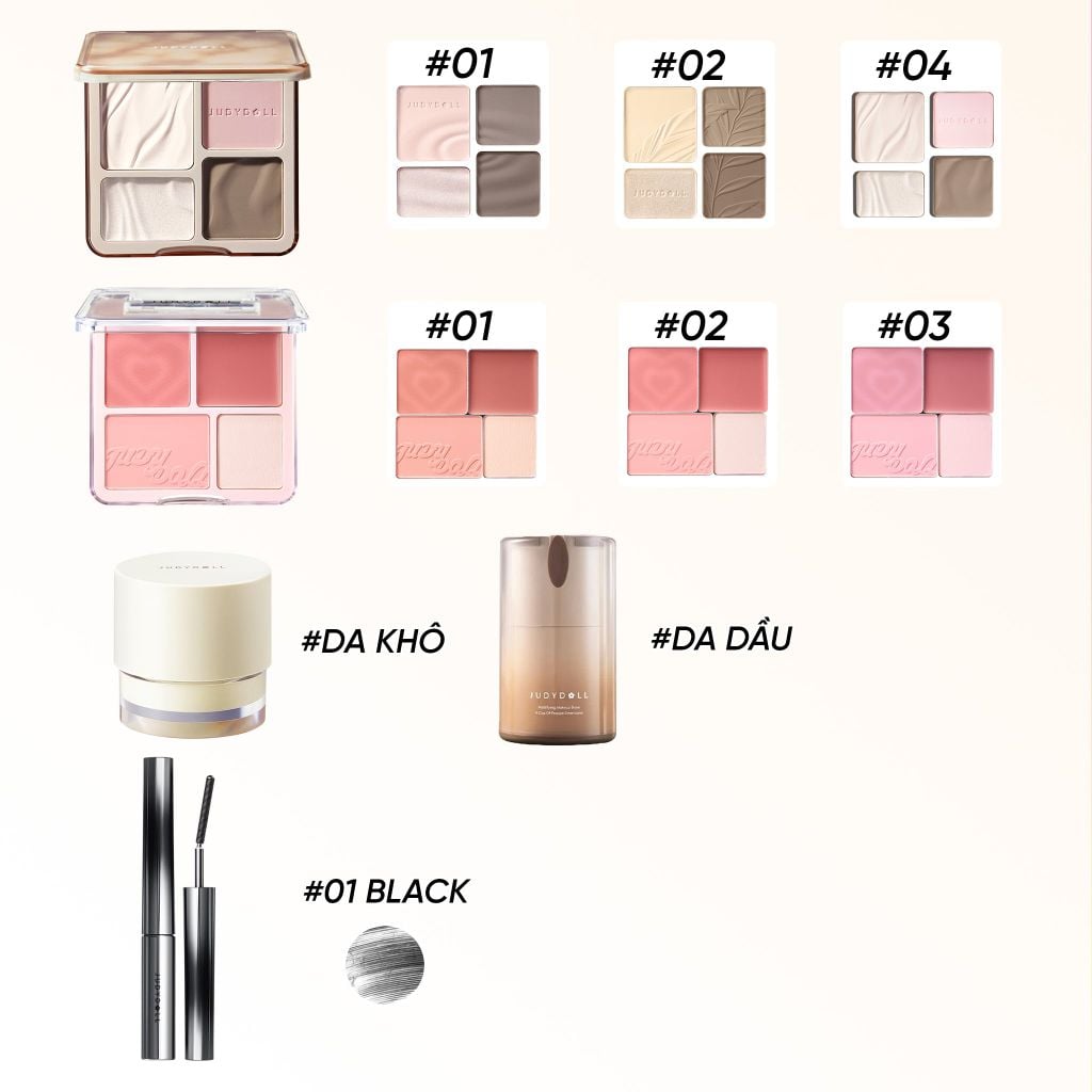  BẢNG TẠO KHỐI BẮT SÁNG 4 Ô + BẢNG MÁ HỒNG 4 Ô + KEM LÓT + CHUỐT MI ĐẦU SẮT_ D1551 