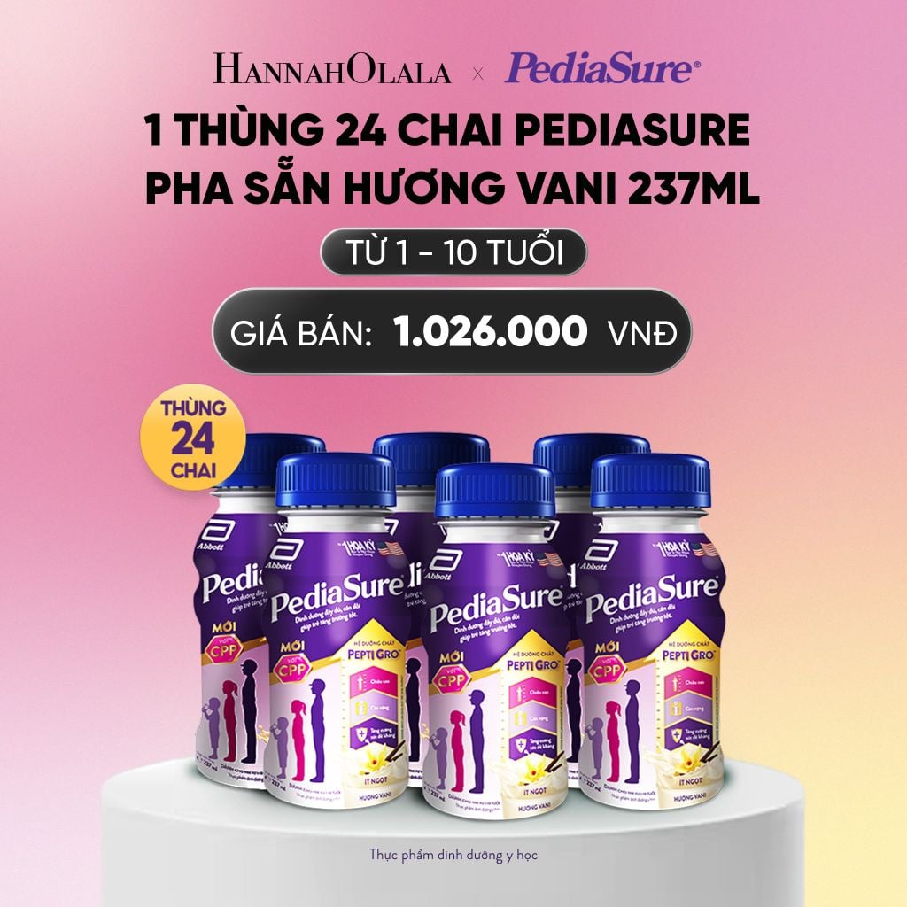  1 THÙNG 24 CHAI PEDIASURE PHA SẴN HƯƠNG VANI 237ML DEAL : _A754 