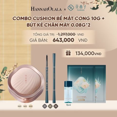  COMBO CUSHION BỀ MẶT CONG 10G + BÚT KẺ CHÂN MÀY DẠNG PHẤN TÁN HIỆU ỨNG TƠ HÀ 0.08G*2 - A170 