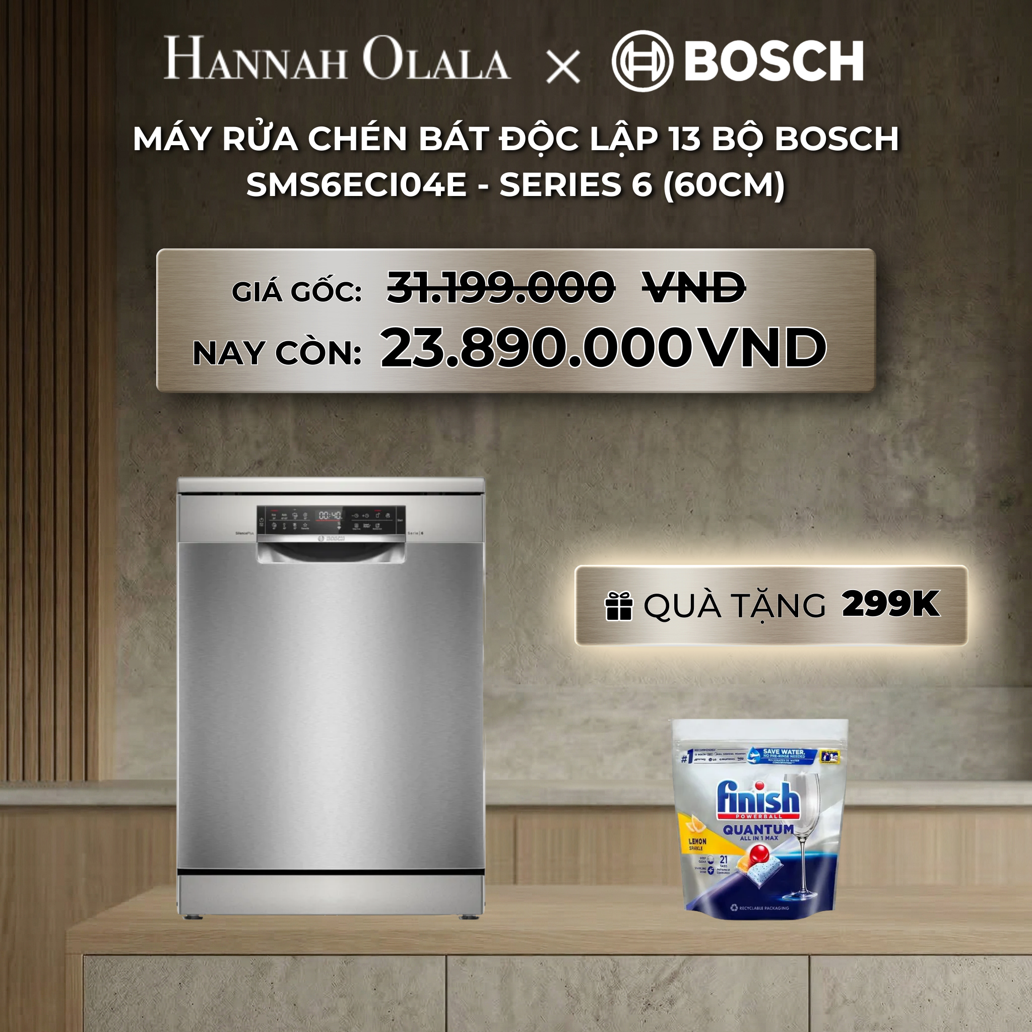 Máy Rửa Chén Bát Bosch SMS6ECI04E 13 Bộ Series 6 60cm