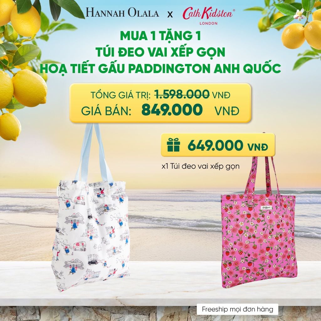  [B1G1] TÚI ĐEO VAI XẾP GỌN CATH KIDSTON HOẠ TIẾT GẤU PADDINGTON ANH QUỐC - A1128 
