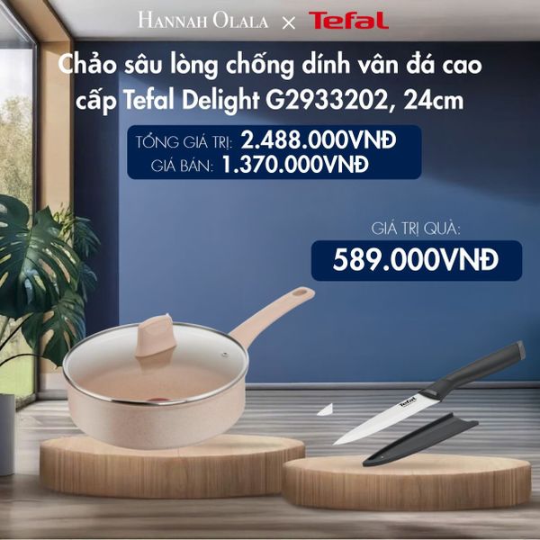  M123_DEAL 9.2: CHẢO SÂU LÒNG CHỐNG DÍNH VÂN ĐÁ CAO CẤP TEFAL DELIGHT G2933202, 24CM 