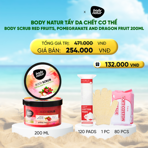  DEAL 9: BODY NATUR TẨY DA CHẾT CƠ THỂ BODY SCRUB RED FRUITS, POMEGRANATE AND DRAGON FRUIT 200ML 