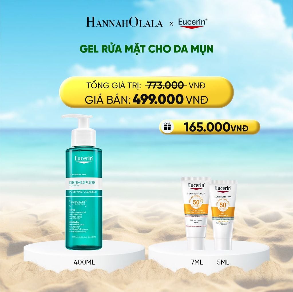  DEAL 9: GEL RỬA MẶT EUCERIN DERMOPURE CLINICAL PURIFYING CLEANSER 400ML 