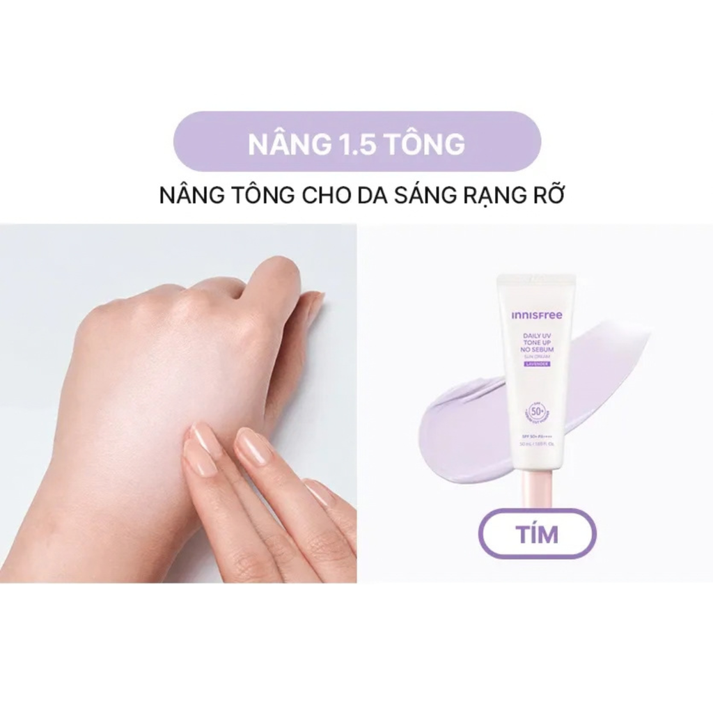  MỚI - KEM CHỐNG NẮNG NÂNG TÔNG KIỀM DẦU INNISFREE TONE UP NO SEBUM SUNSCREEN SPF 50+ PA++++ [PRE-ORDER GIAO HÀNG TỪ NGÀY 08/10] 