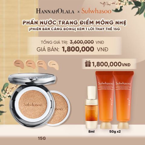  PHẤN NƯỚC TRANG ĐIỂM MỎNG NHẸ SÁNG TRONG (KÈM LÕI THAY THẾ) SULWHASOO PERFECTING CUSHION AIRY 15GX2 - A47 