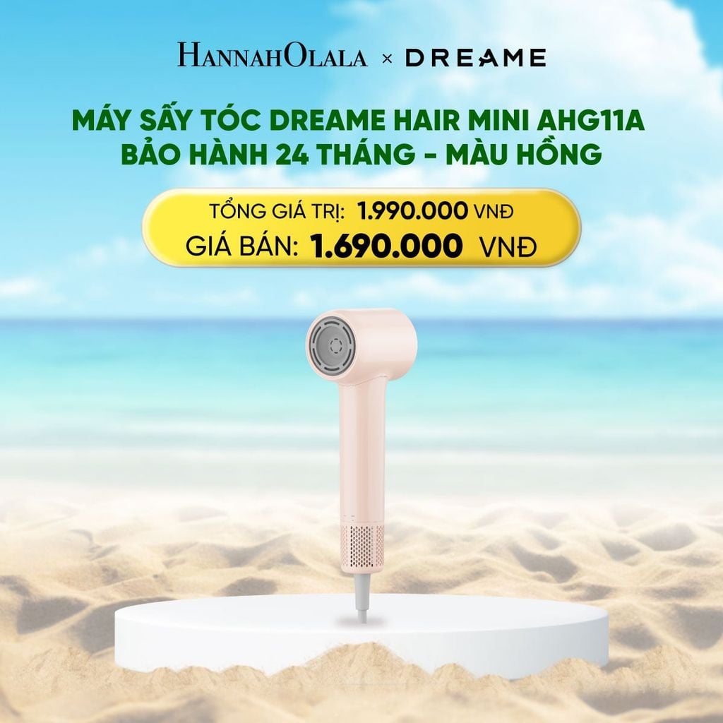  DEAL 7: DREAME HAIR MINI AHG11A MÁY SẤY TÓC ION ÂM SIÊU NHỎ GỌN 270G ĐỘNG CƠ TỐC ĐỘ CAO - BH 24 THÁNG 