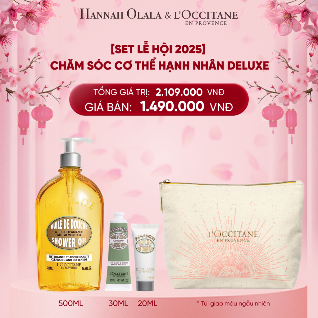 DEAL 9: [SET LỄ HỘI 2025] CHĂM SÓC CƠ THỂ HẠNH NHÂN DELUXE 