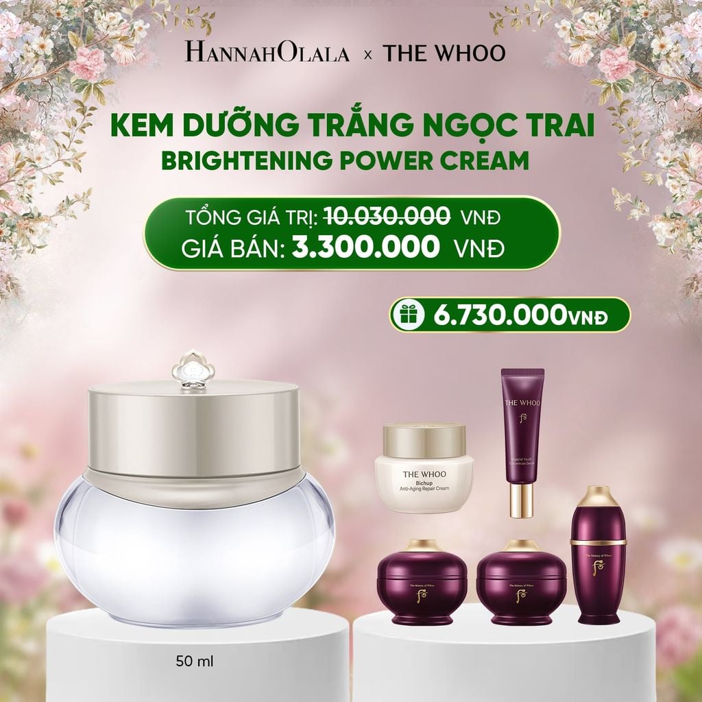  DEAL 10: KEM DƯỠNG TRẮNG NGỌC TRAI THE WHOO BRIGHTENING POWER CREAM 50ML 