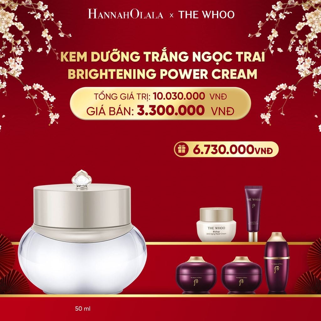  DEAL 10: KEM DƯỠNG TRẮNG NGỌC TRAI THE WHOO BRIGHTENING POWER CREAM 50ML 
