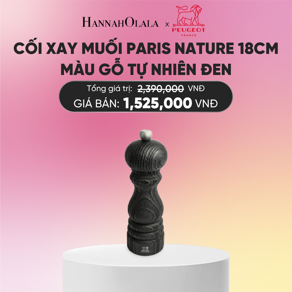 CỐI XAY MUỐI PARIS NATURE 18CM MÀU GỖ TỰ NHIÊN ĐEN 
