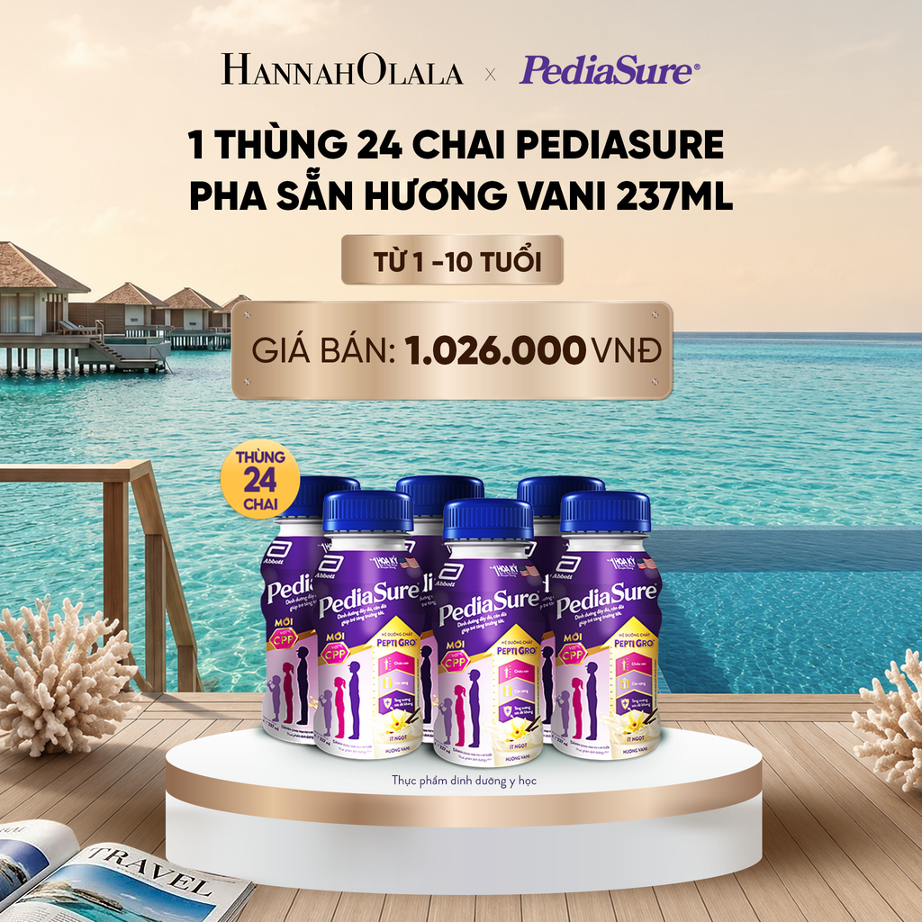  1 THÙNG 24 CHAI PEDIASURE PHA SẴN HƯƠNG VANI 237ML DEAL :_ D2193 