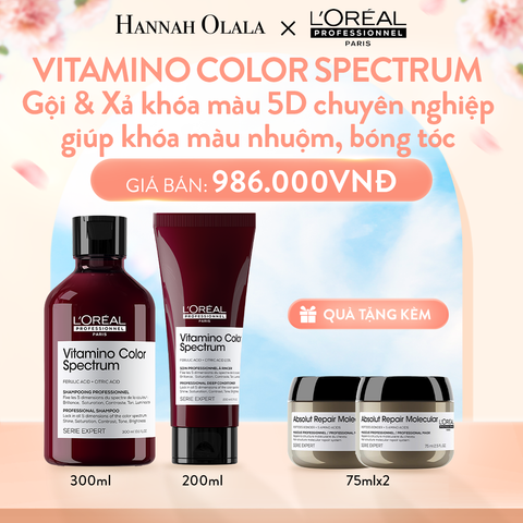  A475_DEAL 14: BỘ GỘI XẢ KHÓA MÀU 5D CHUYÊN NGHIỆP GIÚP KHÓA MÀU NHUỘM, BÓNG TÓC L'ORÉAL PROFESSIONNEL VITAMINO COLOR SPECTRUM - GỘI 300ML, XẢ 200ML 