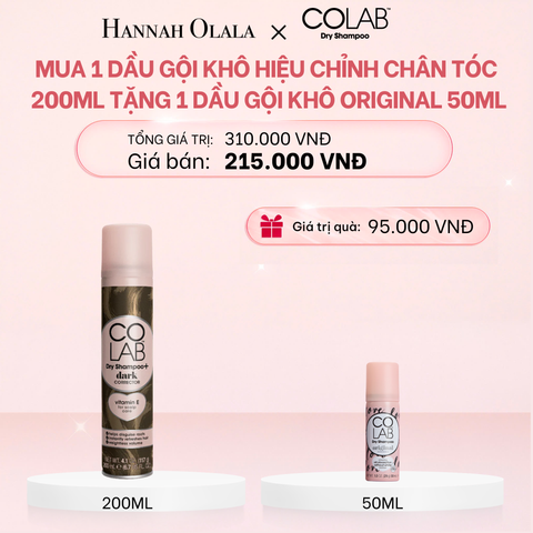 E691_DEAL 4A: MUA 1 DẦU GỘI KHÔ COLAB HIỆU CHỈNH CHÂN TÓC, BỔ SUNG VITAMIN E, BẢO VỆ DA ĐẦU [DARK CORECTOR] 200ML TẶNG 1 DẦU GỘI KHÔ COLAB BỔ SUNG VITAMIN E, BẢO VỆ DA ĐẦU [TRUYỀN THỐNG] 50ML 