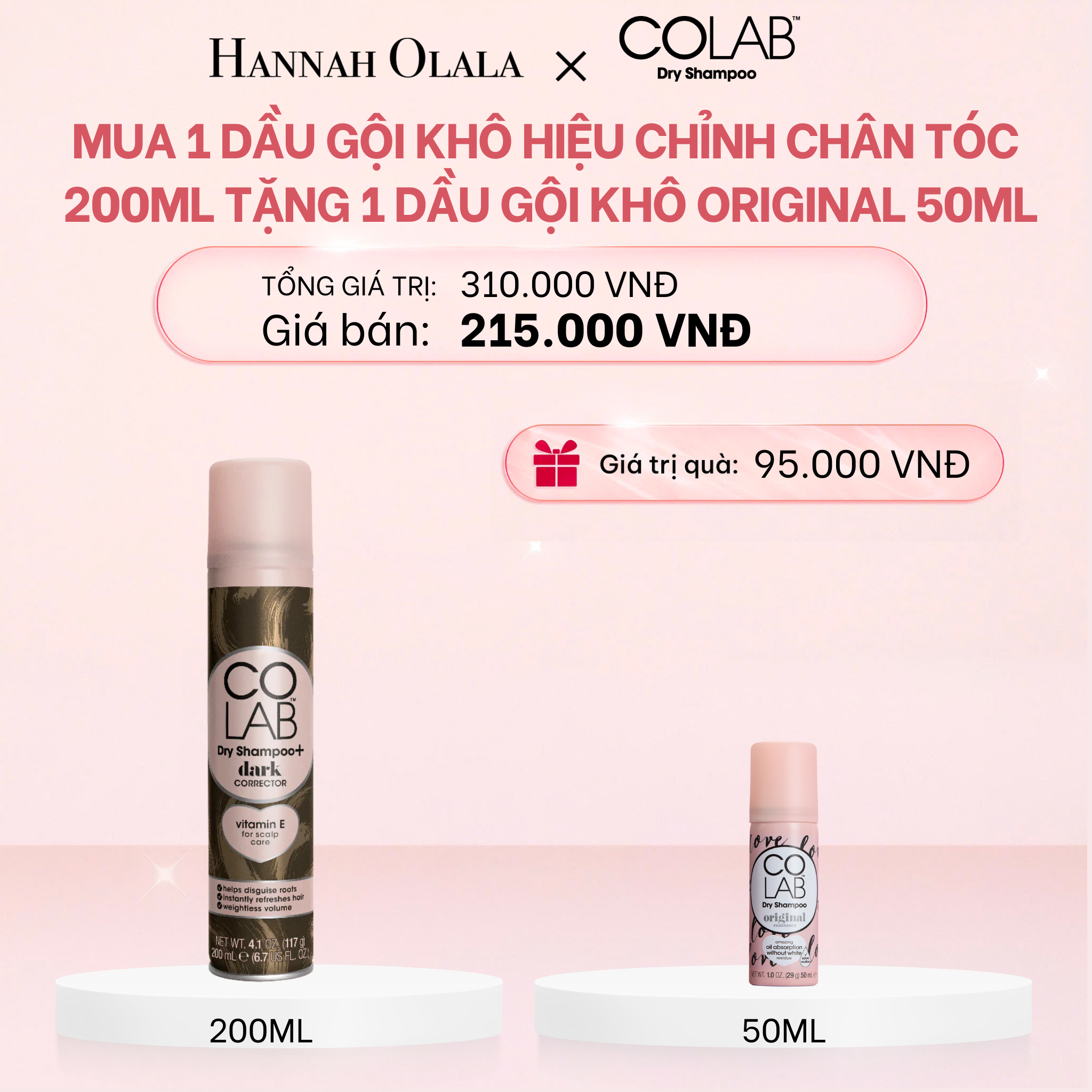  E691_DEAL 5: MUA 1 DẦU GỘI KHÔ COLAB HIỆU CHỈNH CHÂN TÓC, BỔ SUNG VITAMIN E, BẢO VỆ DA ĐẦU [DARK CORECTOR] 200ML TẶNG 1 DẦU GỘI KHÔ COLAB BỔ SUNG VITAMIN E, BẢO VỆ DA ĐẦU [TRUYỀN THỐNG] 50ML 