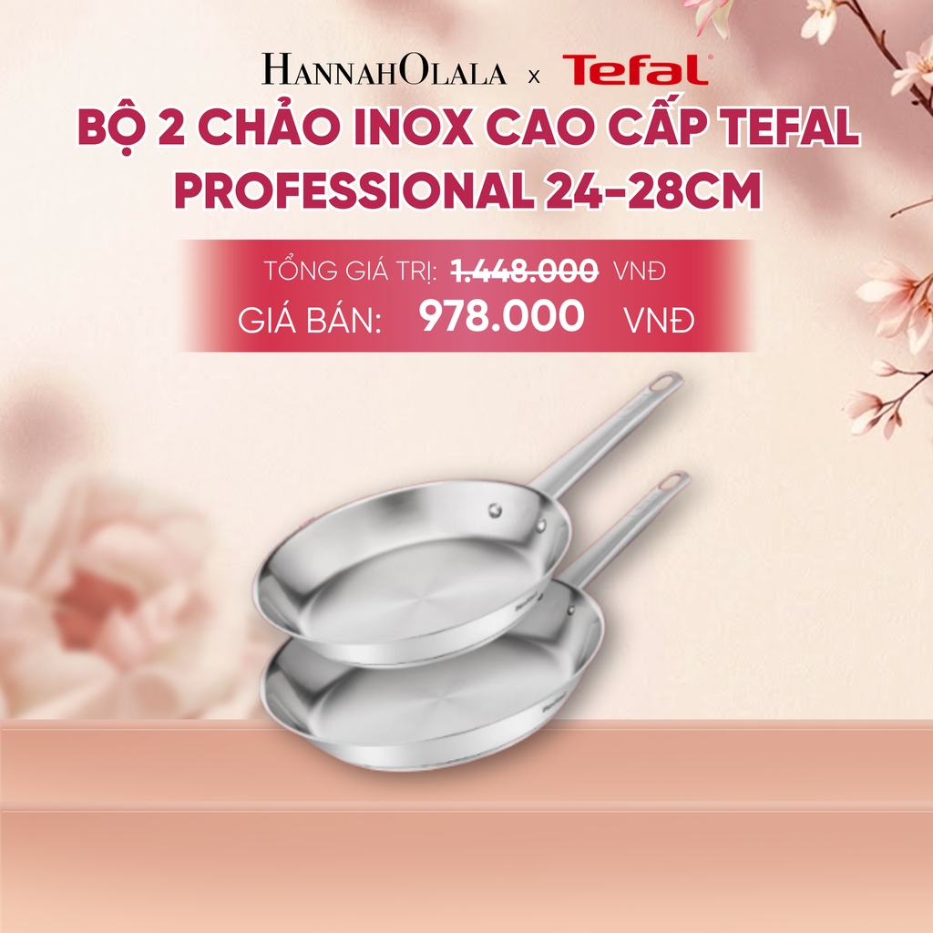  BỘ 2 CHẢO INOX CAO CẤP TEFAL PROFESSIONAL 24-28CM - A486 