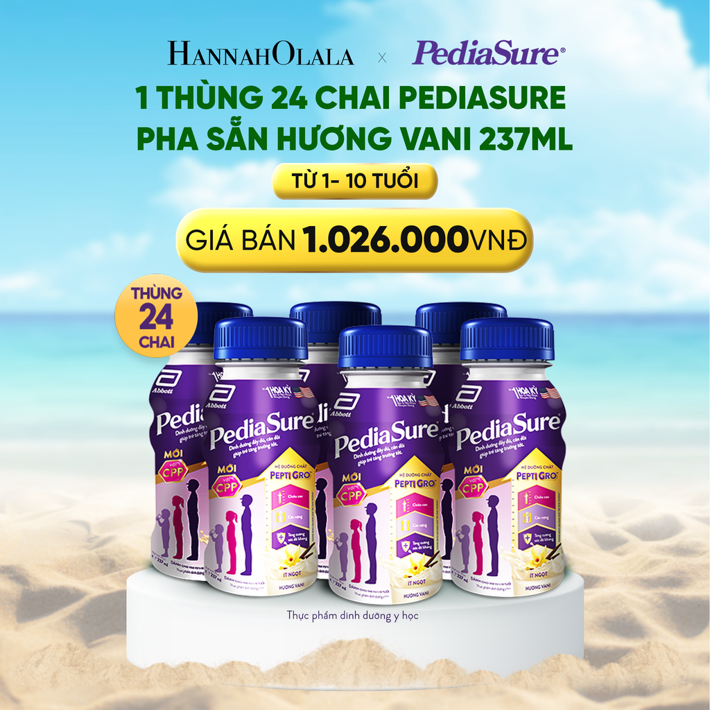  DEAL_9: 1 THÙNG 24 CHAI PEDIASURE PHA SẴN HƯƠNG VANI 237ML 
