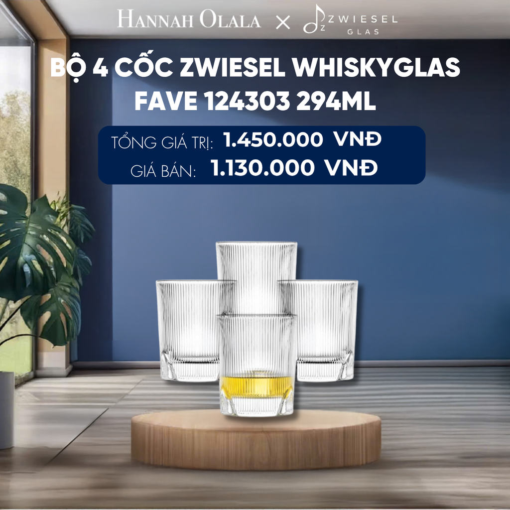  BỘ 4 CỐC ZWIESEL WHISKYGLAS FAVE 124303 294ML 