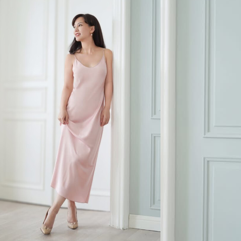  DEAL 10A: ĐẦM KHÔNG REN DÁNG DÀI - MÀU HỒNG 