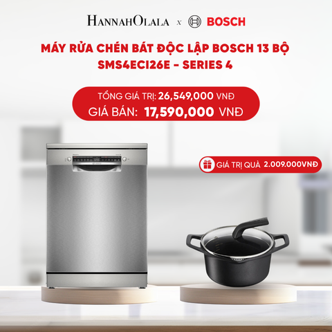  DEAL 9: MÁY RỬA CHÉN BÁT ĐỘC LẬP BOSCH 13 BỘ SMS4ECI26E - SERIES 4 