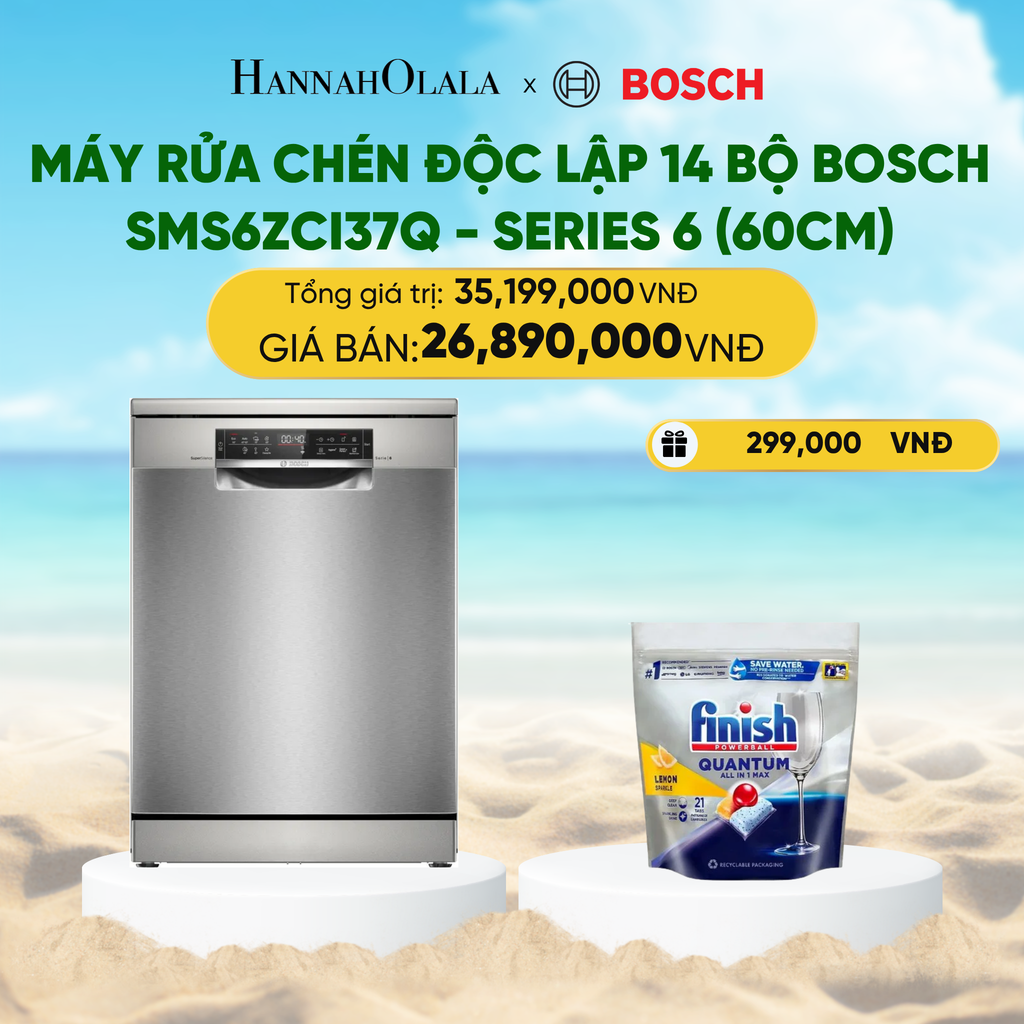  MÁY RỬA CHÉN ĐỘC LẬP 14 BỘ BOSCH SMS6ZCI37Q - SERIES 6 (60CM) 