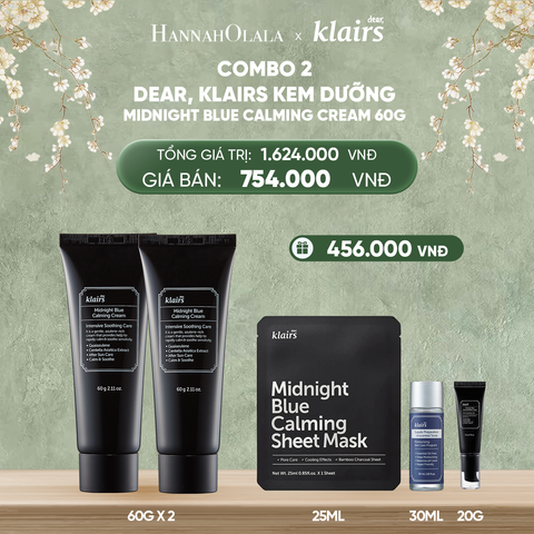  DEAL 9 : COMBO 2 DEAR, KLAIRS KEM DƯỠNG MIDNIGHT BLUE CALMING CREAM 60ML 