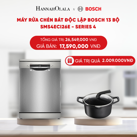  B27_DEAL 9: MÁY RỬA CHÉN BÁT ĐỘC LẬP BOSCH 13 BỘ SMS4ECI26E - SERIES 4 