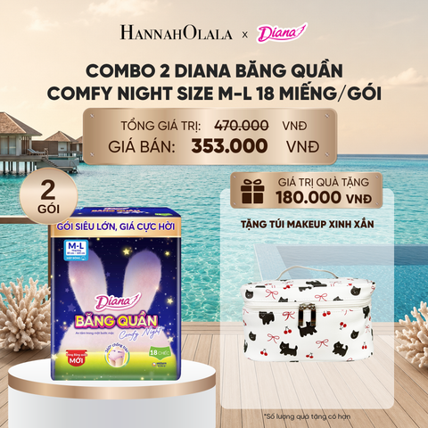  COMBO 2 DIANA BĂNG QUẦN COMFY NIGHT SIZE M-L 18 MIẾNG/GÓI_ D771 